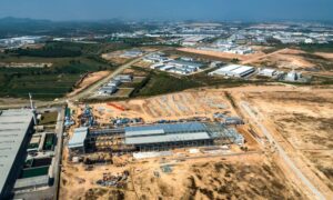 Industrial site preparation aerial view - ALTA SURVEY Tennessee Early-stage industrial site showing land development engineering and site preparation before construction