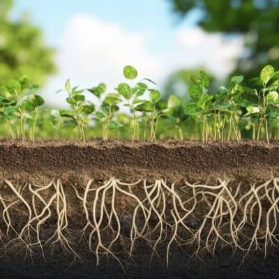 Soil root cross section - ALTA SURVEY Tennessee A cross-section of soil and plant roots showing how urban planning can use healthy soil to cool neighborhoods and support water absorption