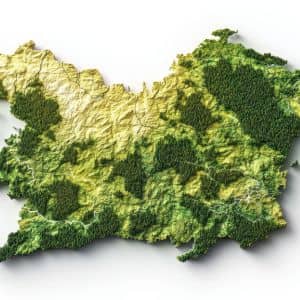 Elevation and terrain data used as reference in land surveying
