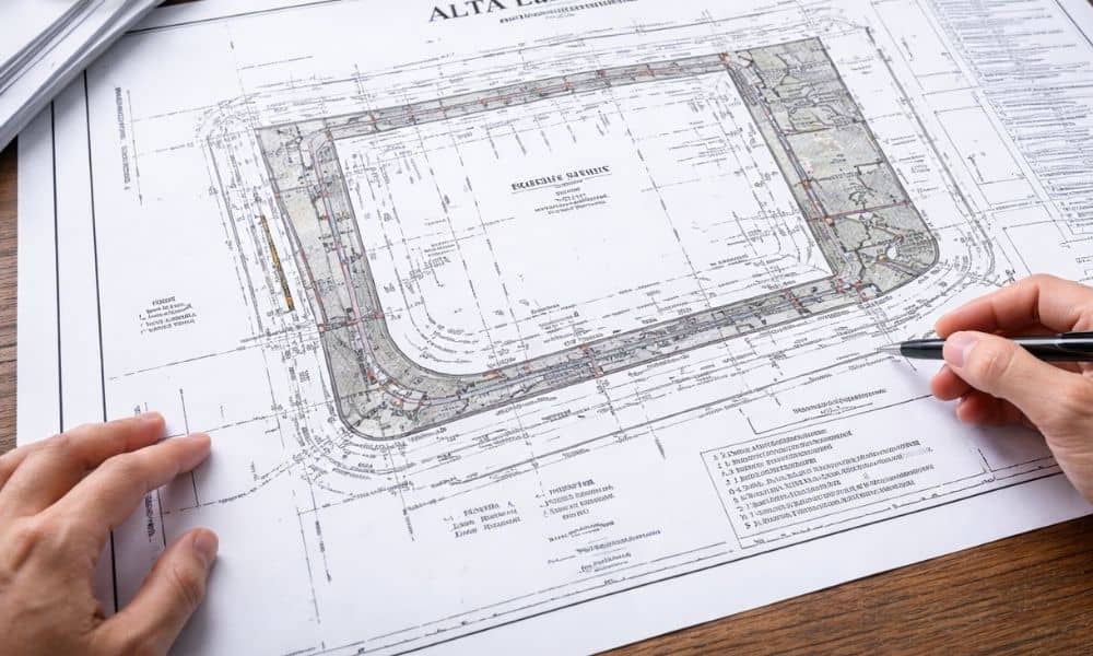 Commercial site plan survey review desk landscape - ALTA SURVEY Tennessee ALTA land title survey reviewed during early commercial due diligence with site plan and access details visible