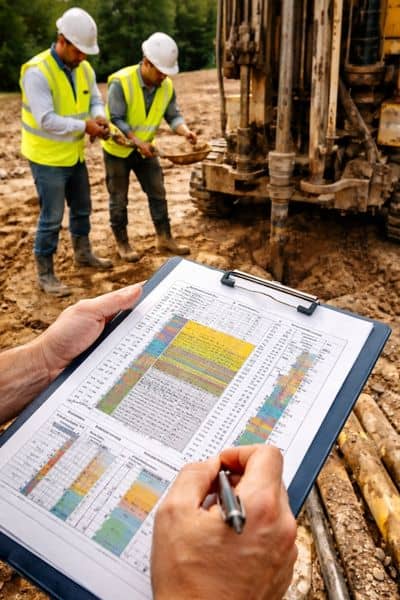 Surveyor performing a site evaluation to check the land before development